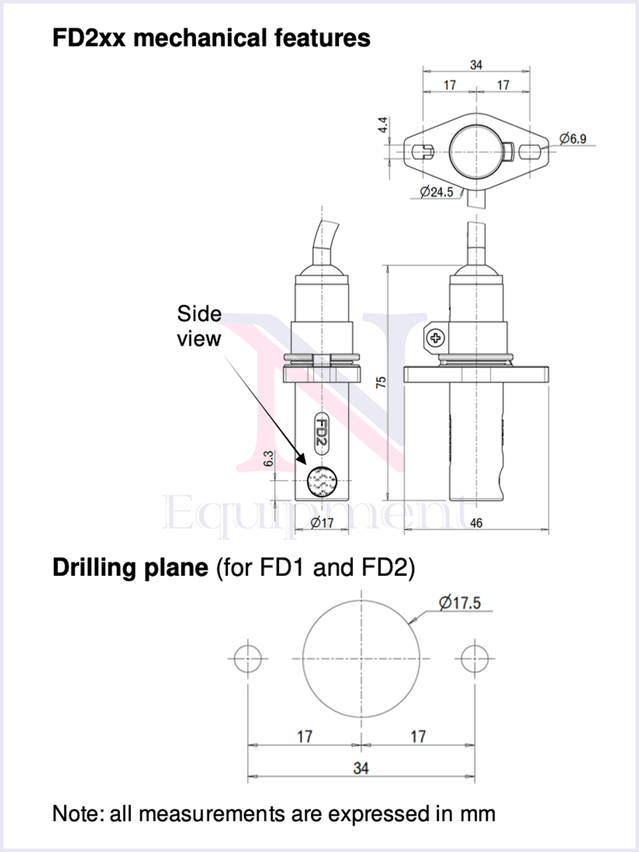 Brahma FD2/N UV sensor dimensional drawing